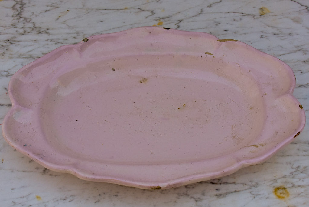 19th Century French platter - white / pink