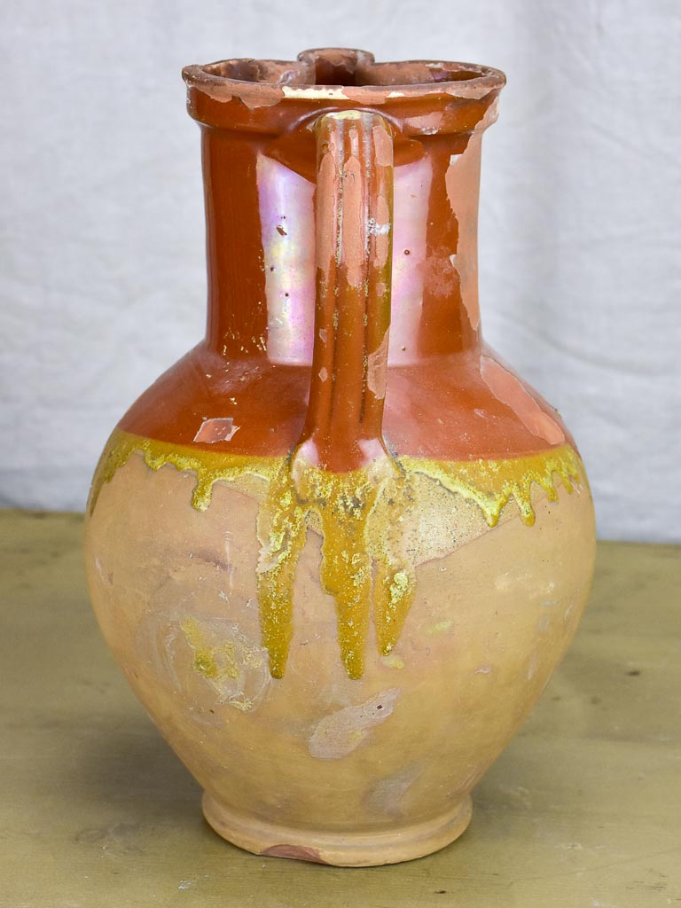 Rustic antique French clay water pitcher