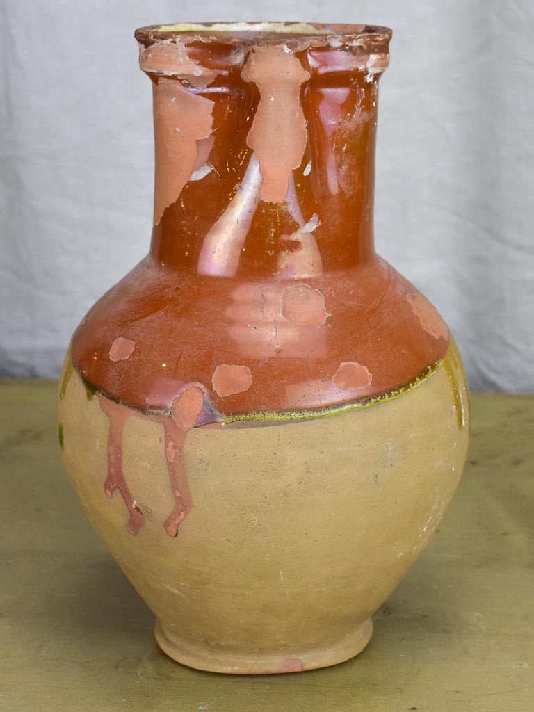 Rustic antique French clay water pitcher