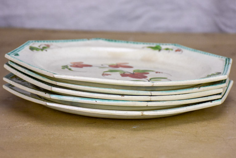 Five Creil-Montereau faience hand painted plates