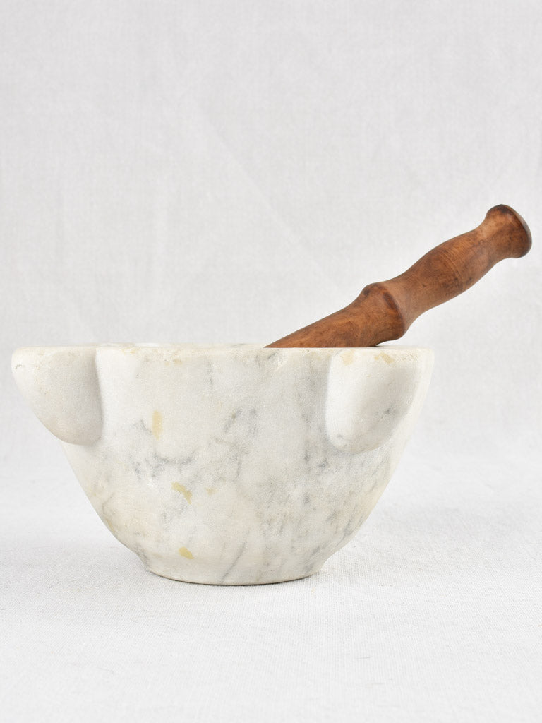 Antique marble mortar and pestle 9"