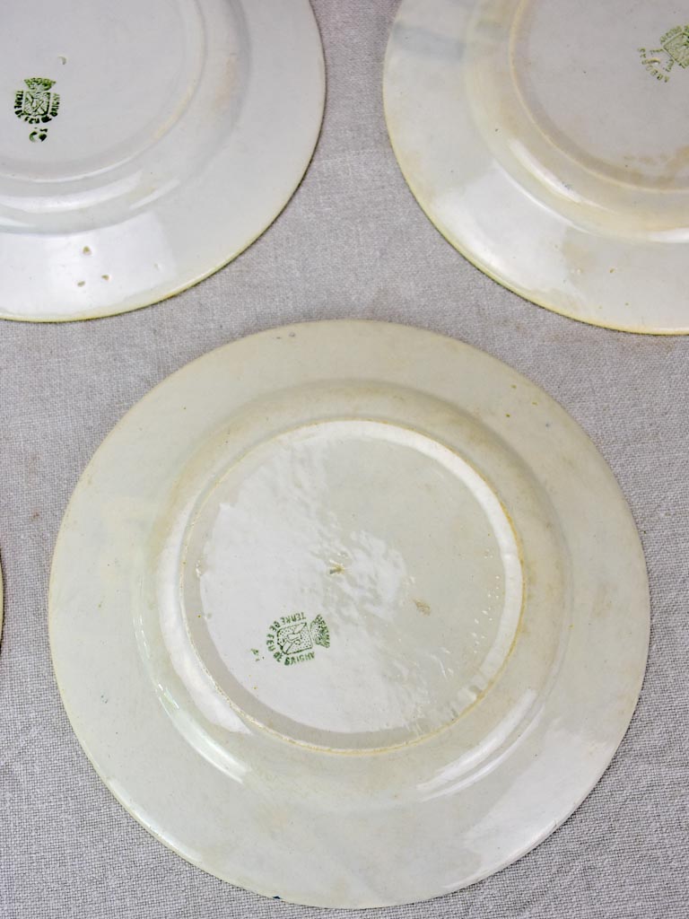 Set of eight blue and white ironstone plates from the early 20th century