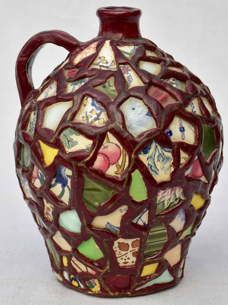 Mid-century Picassiette vase / pitcher mosaic 10¼"