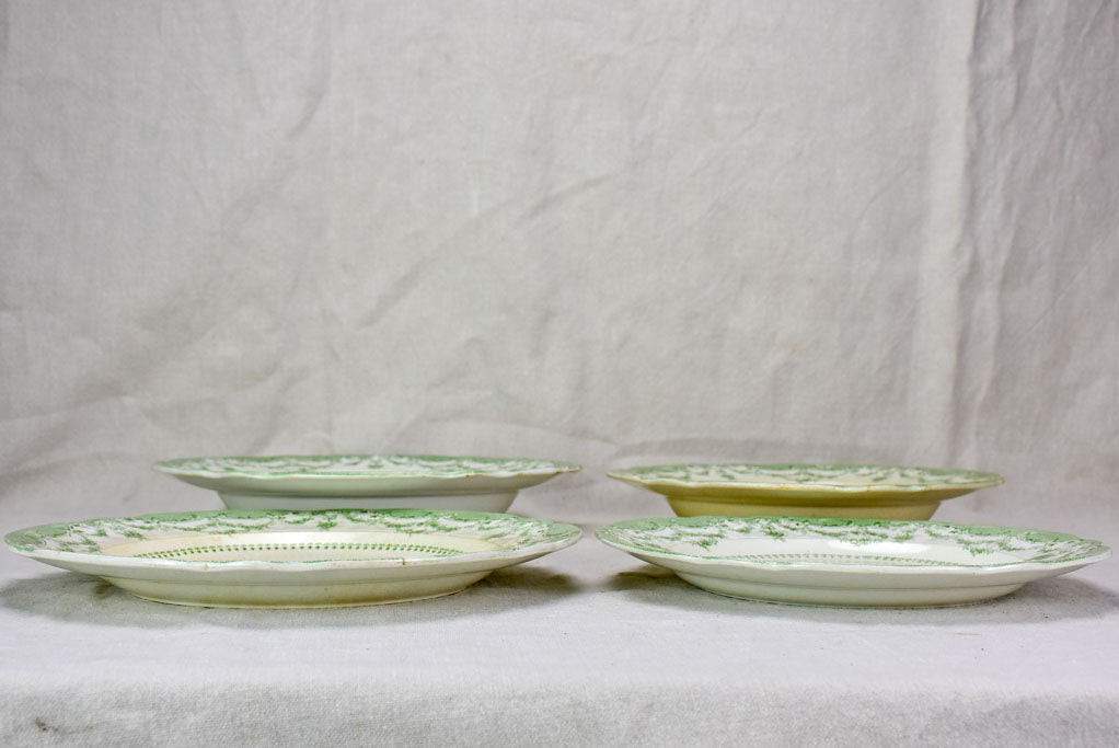 Antique English serving bowls and plates - 'Como' green