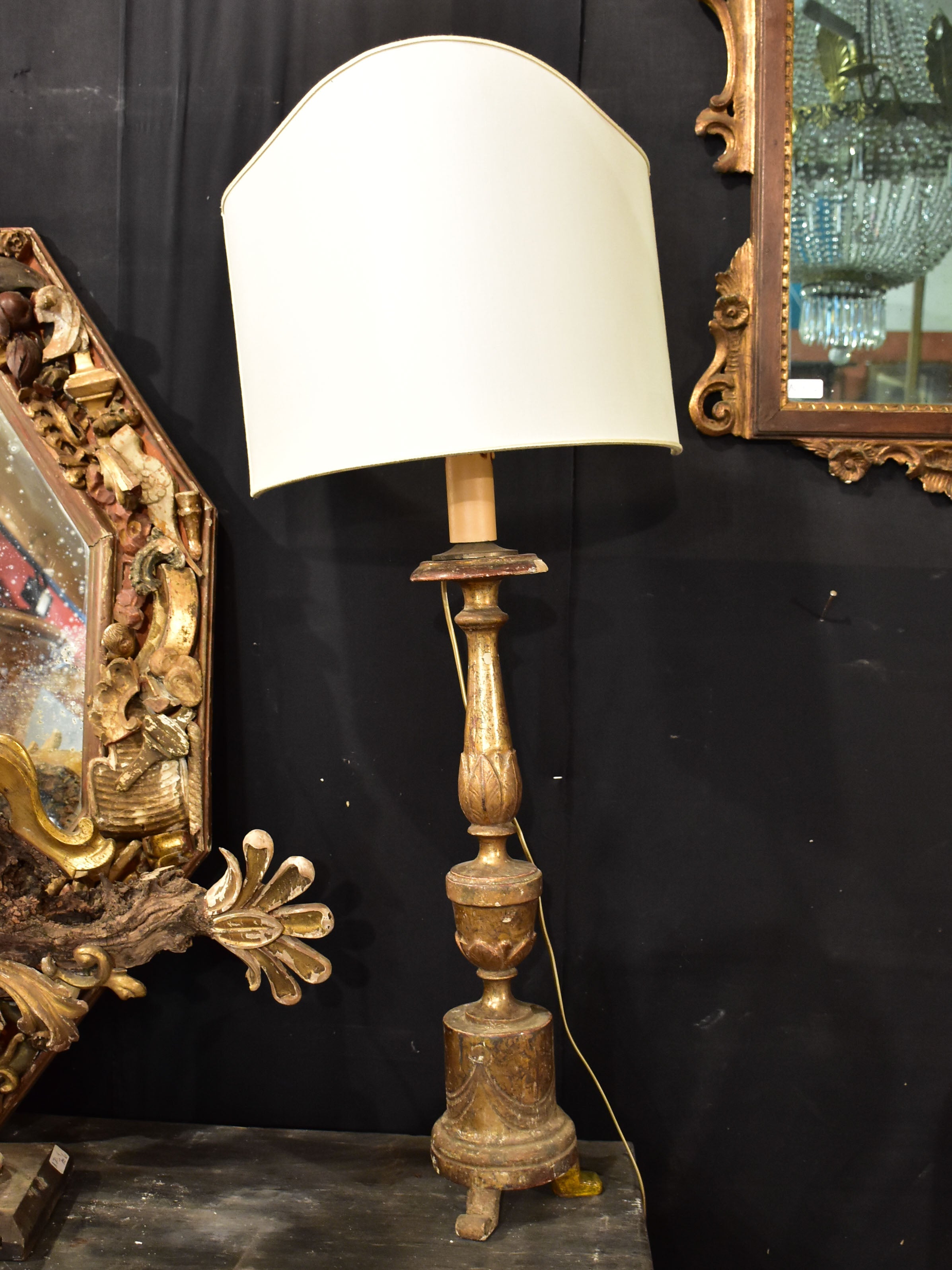 Pair of 19th century Italian candlestick lamps