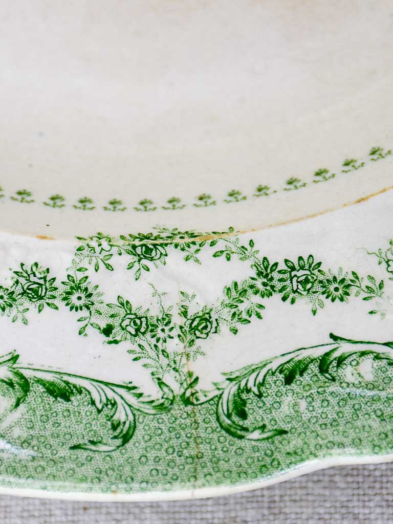 Antique English serving bowls and plates - 'Como' green