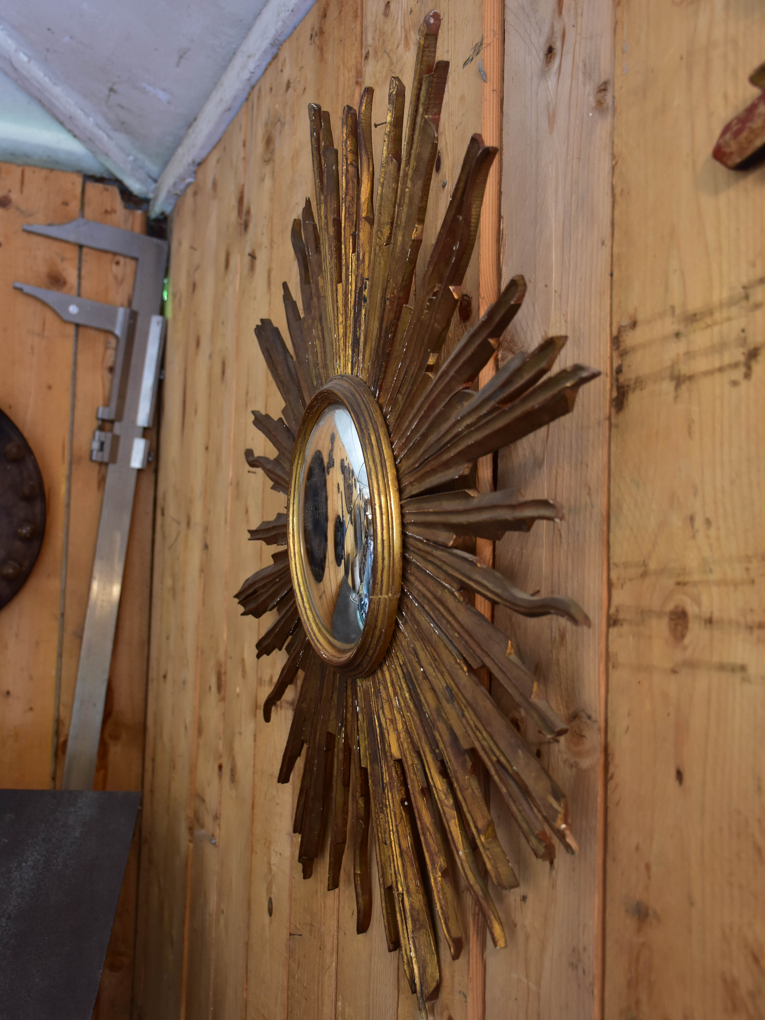 Antique sunburst mirror – gilt wood