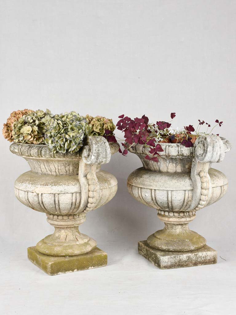 Pair of very large garden urns, early 20th century 24""