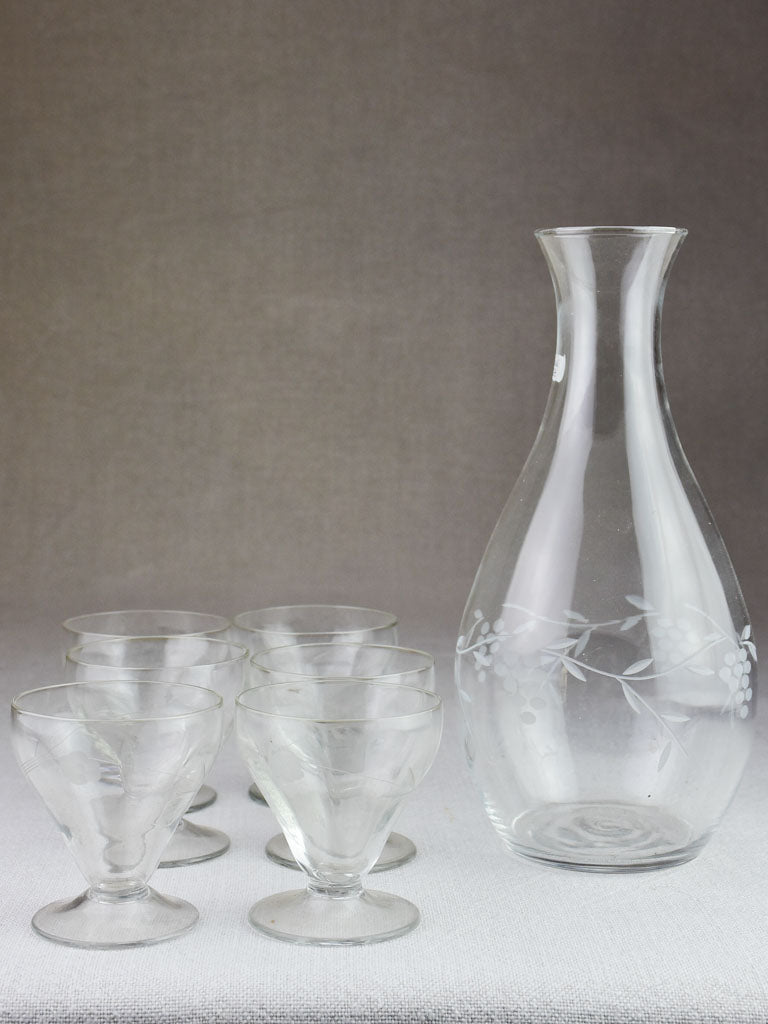 1950's etched glass carafe