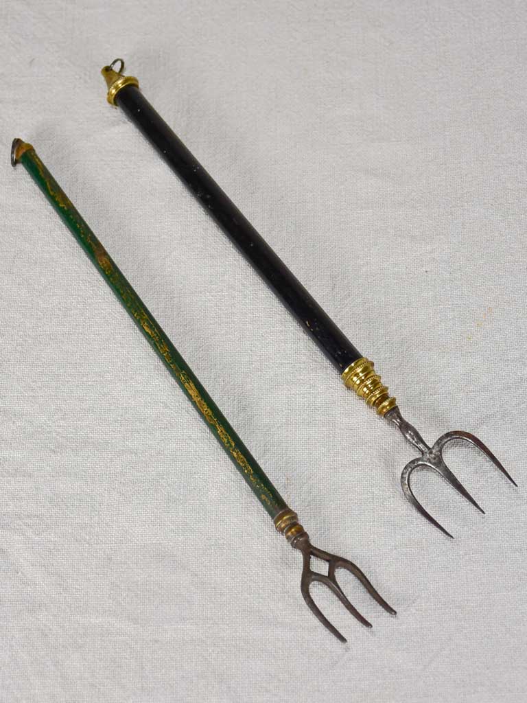 Two late 19th century telescopic fire toasting forks