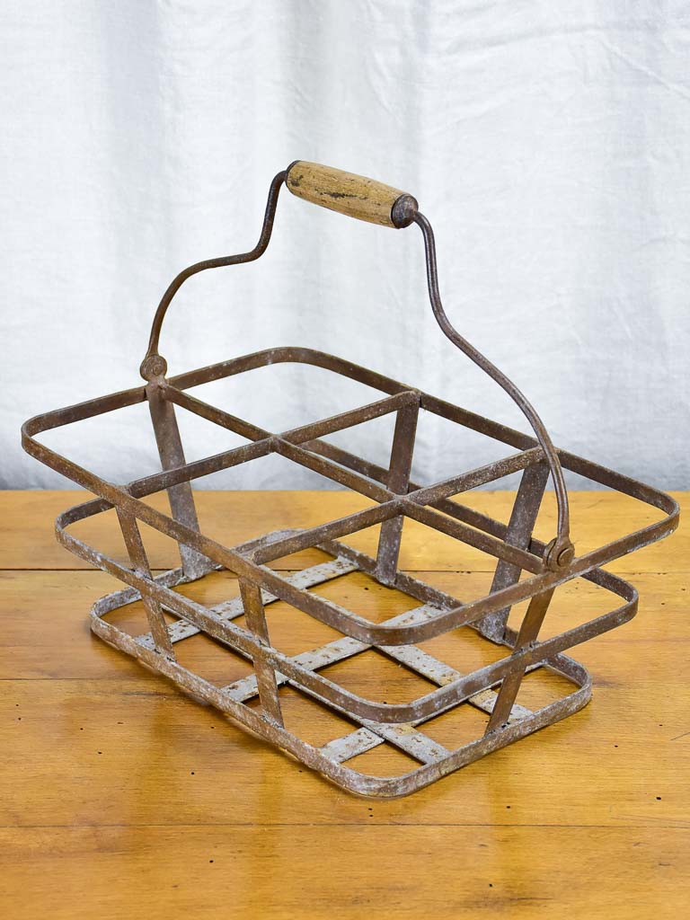 Antique French bottle carrier - six bottles