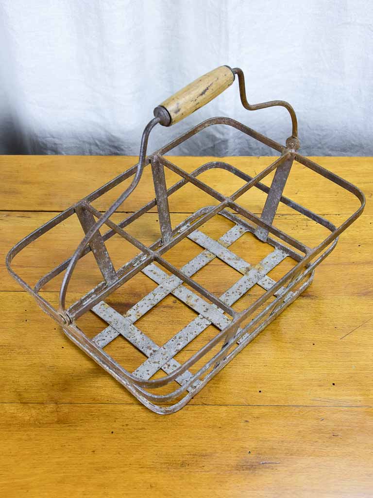 Antique French bottle carrier - six bottles