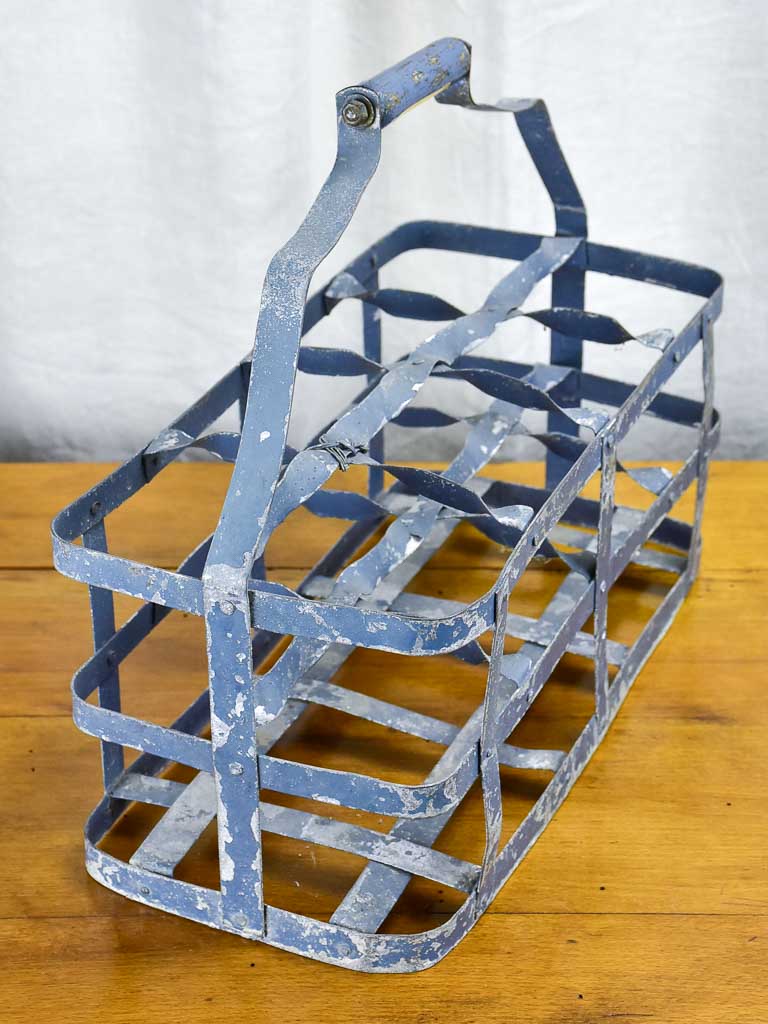 Large antique French bottle carrier - 8 bottles