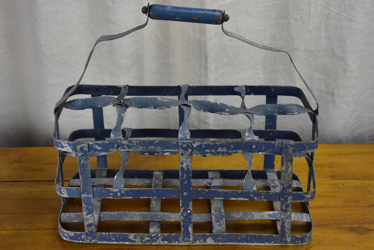 Large antique French bottle carrier - 8 bottles