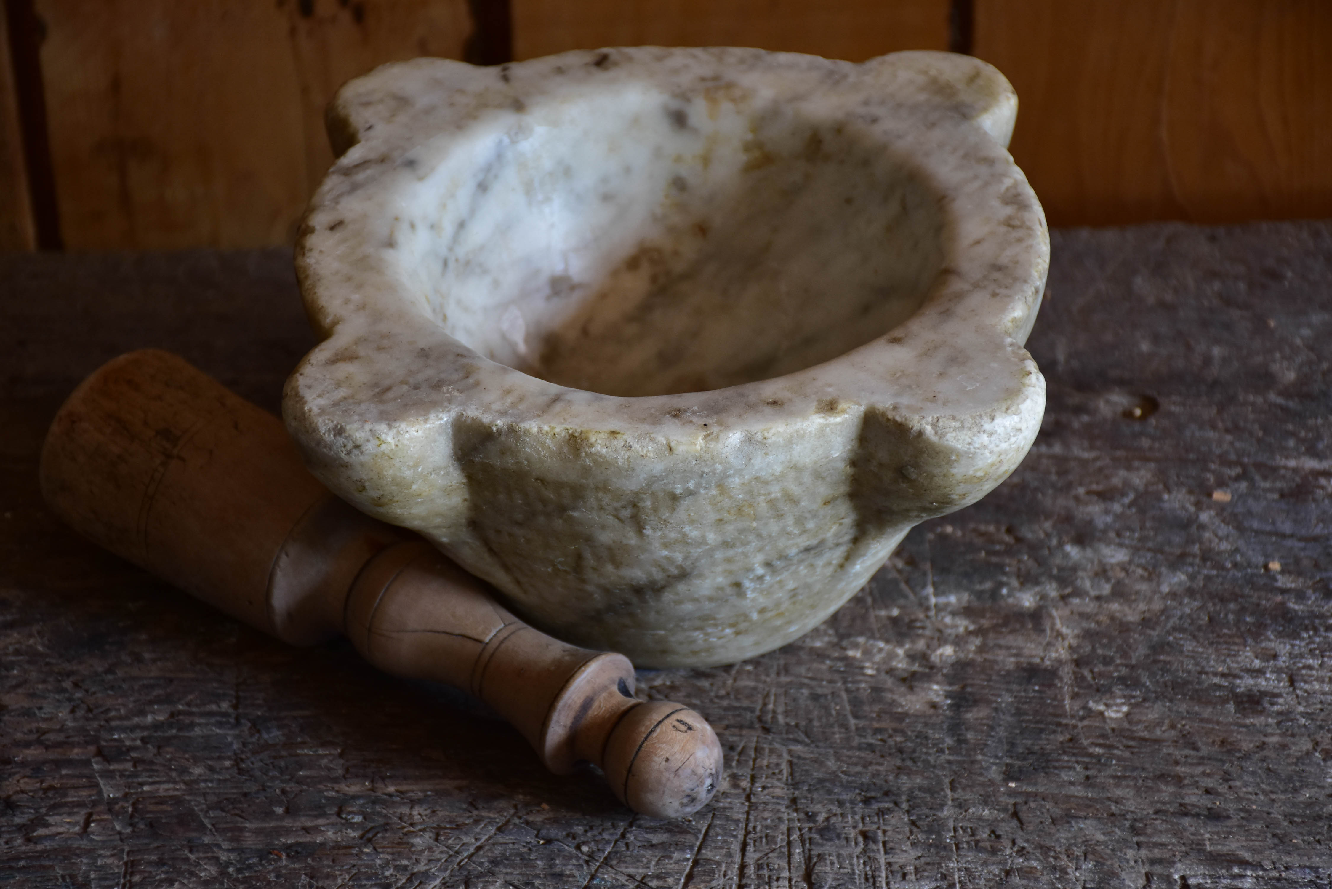 Antique French marble mortar and pestle 10¼”