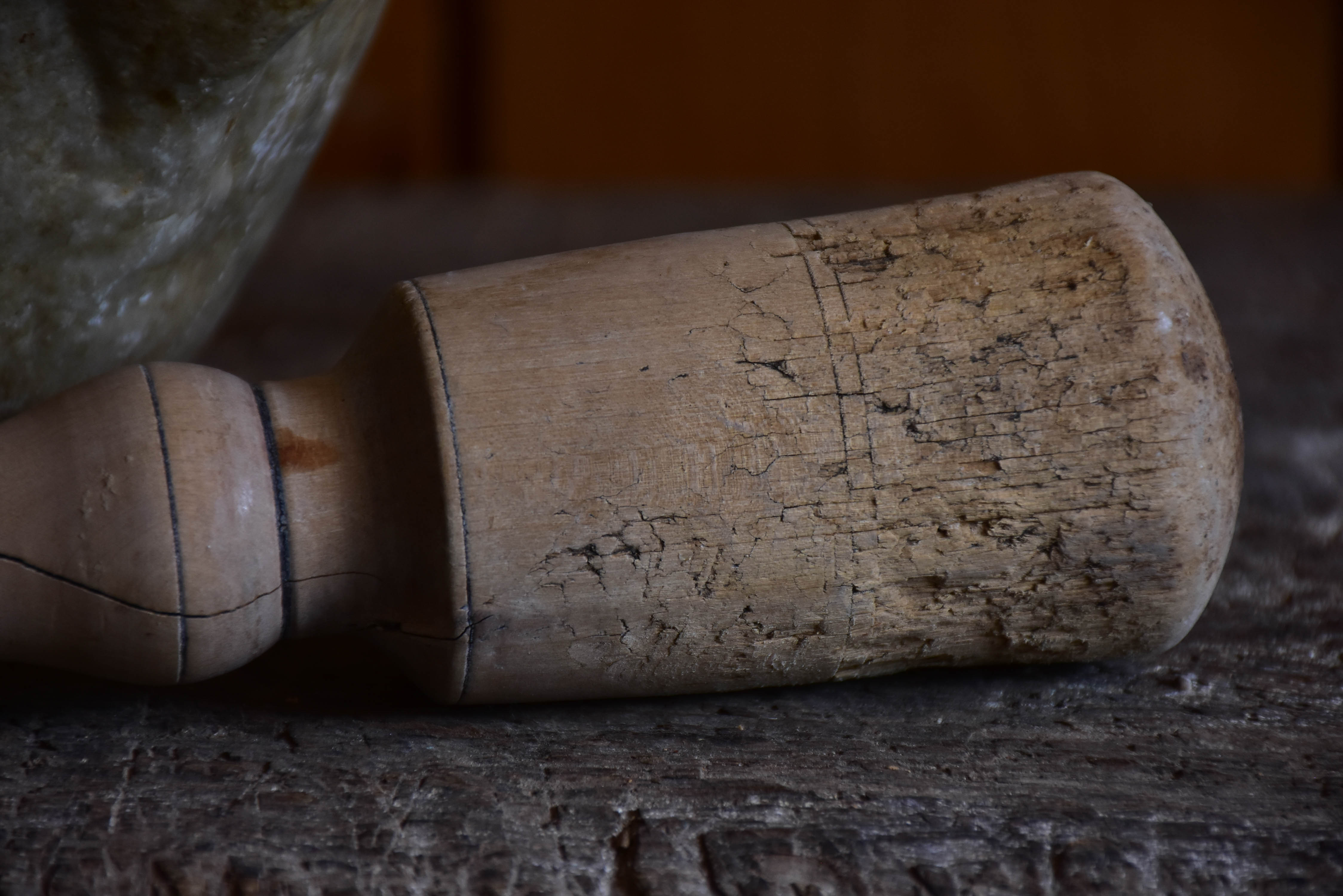 Antique French marble mortar and pestle 10¼”