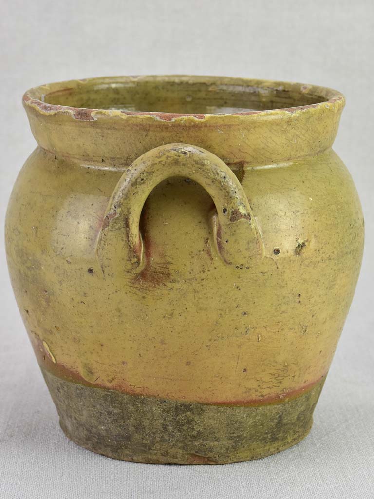 Early twentieth-century French preserving pot - beige with handles 7½"