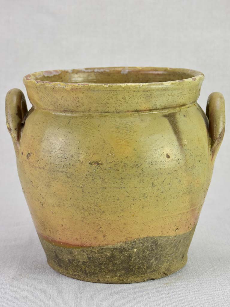 Early twentieth-century French preserving pot - beige with handles 7½"