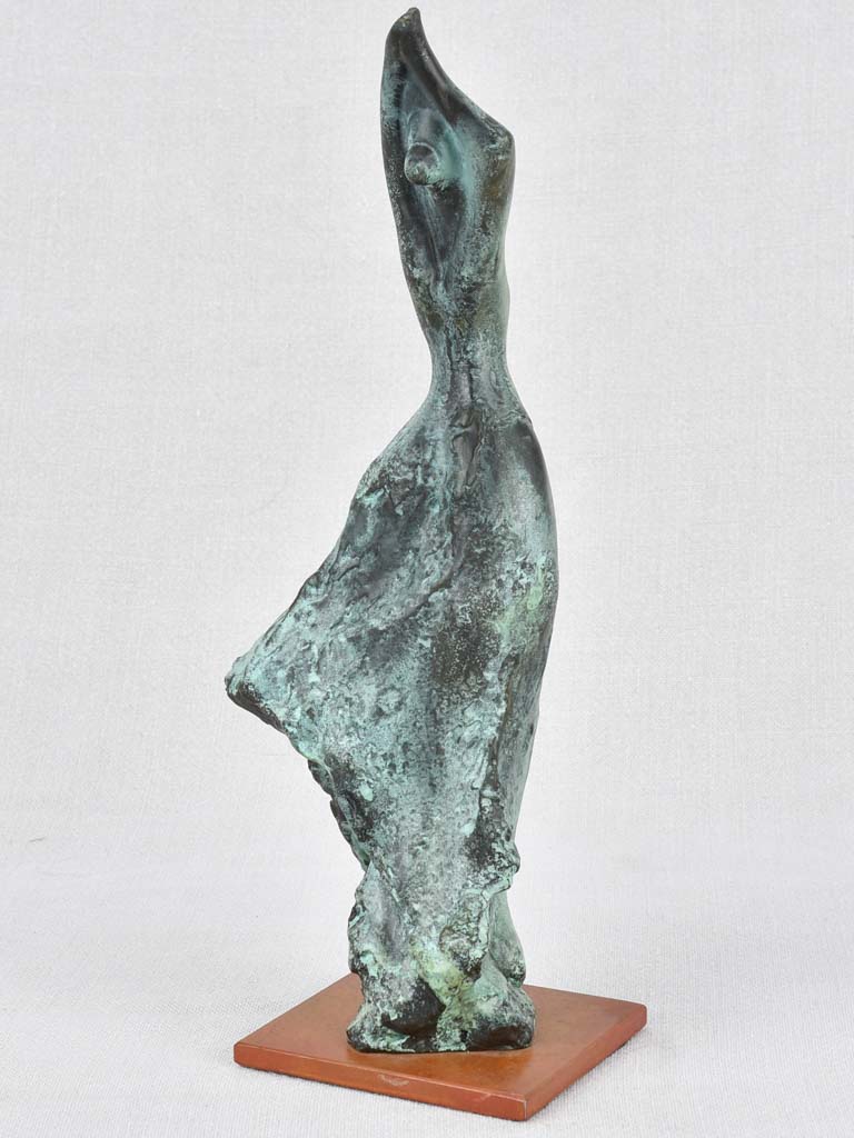 Vintage bronze statue of a dancing lady in a gown 13"