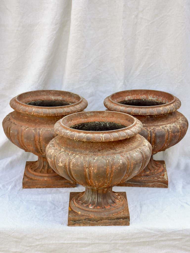 Three early 20th Century cast iron French garden planters