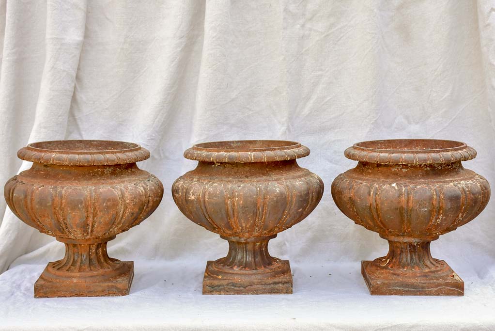 Three early 20th Century cast iron French garden planters