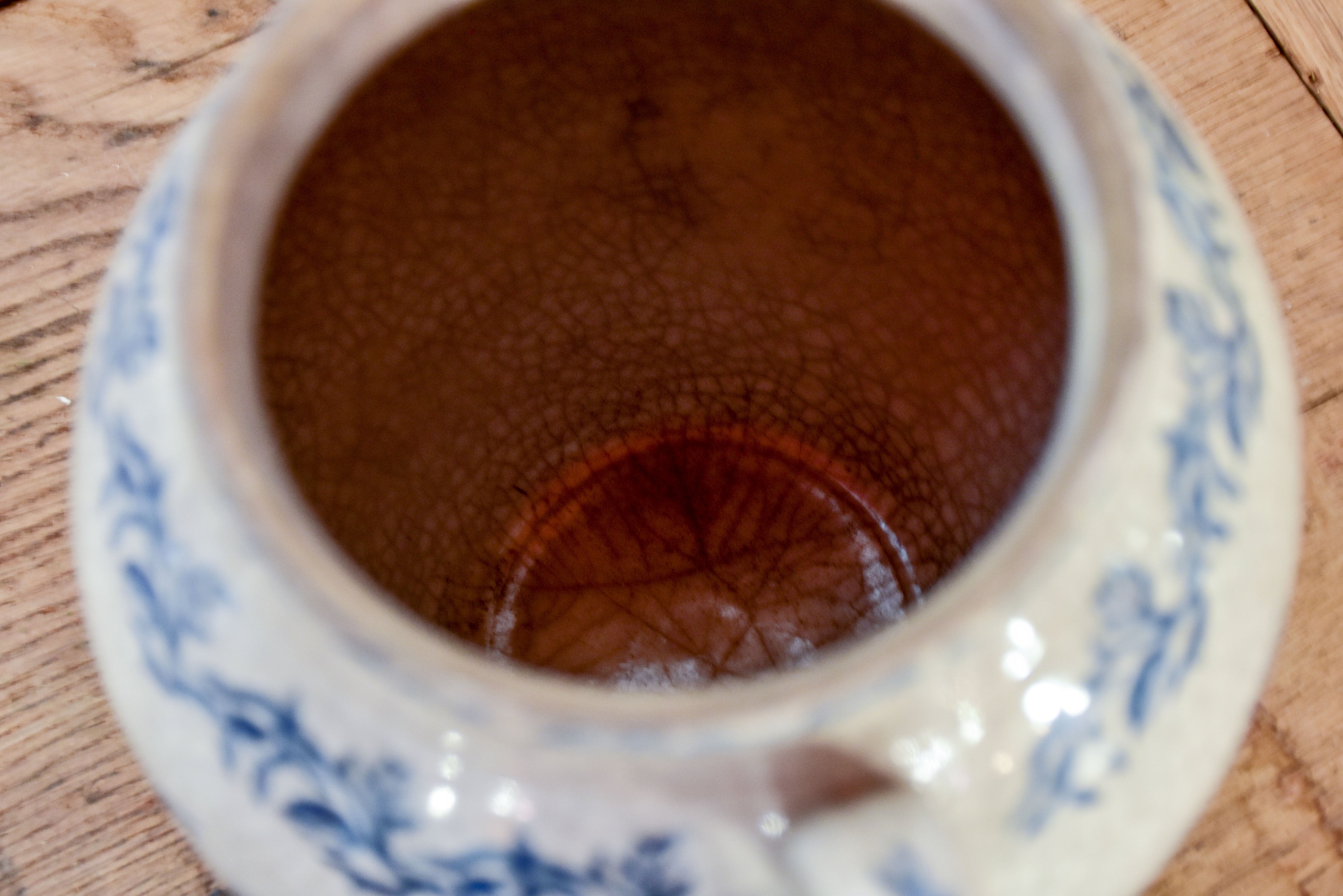 Blue & white 19th century French ironstone confit pot from Saint-Uze