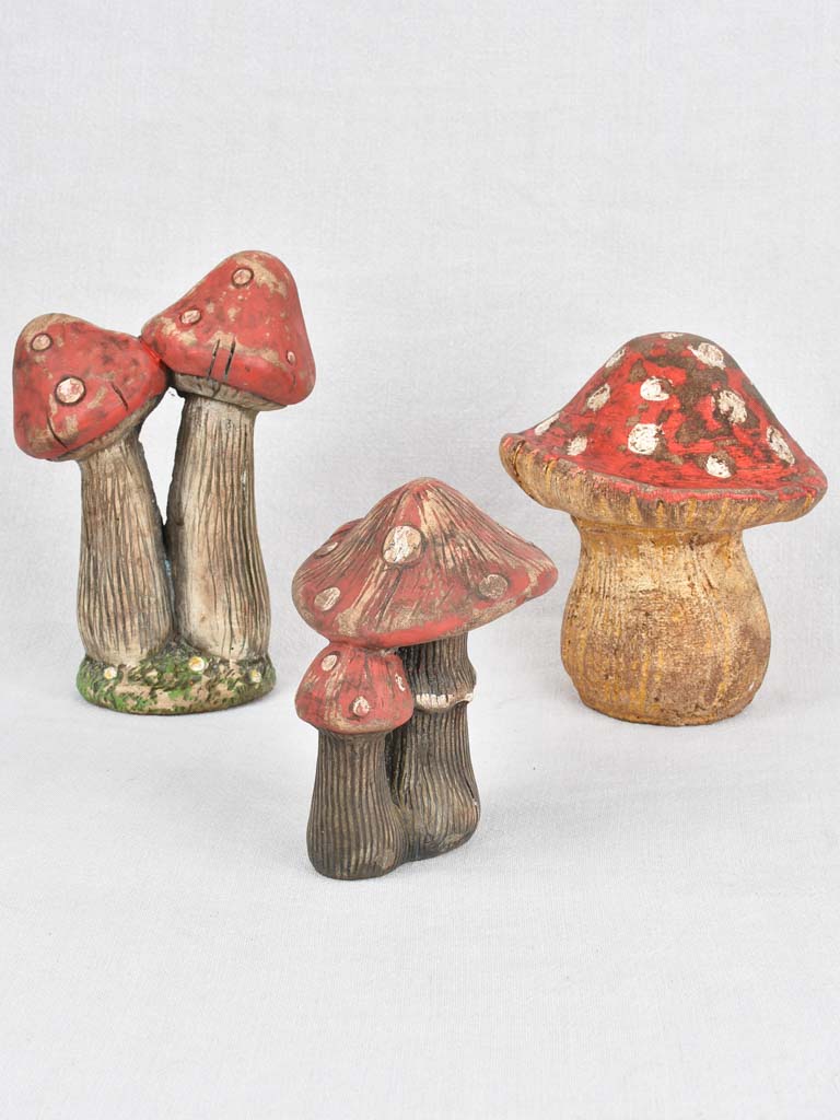 Three vintage mushroom decorations 6¾" - 9½"