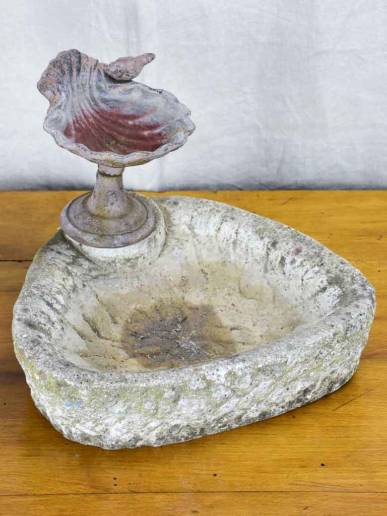 Vintage French birdbath and feeder