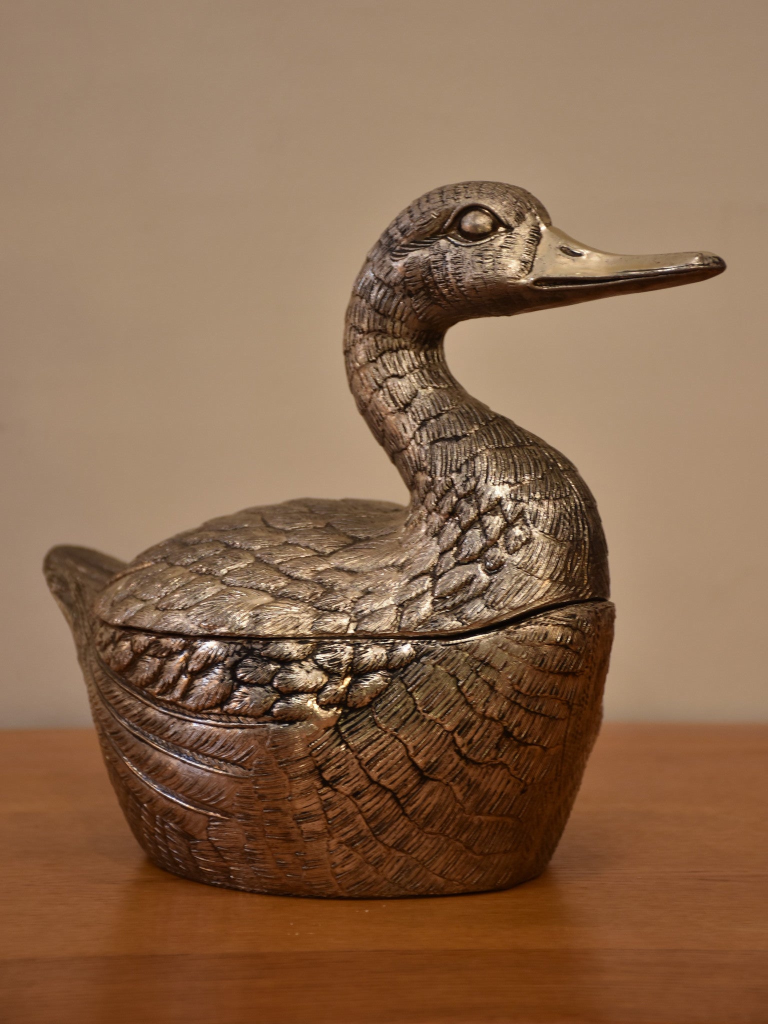 Silver Mauro Manetti duck ice bucket - Italian 1970's