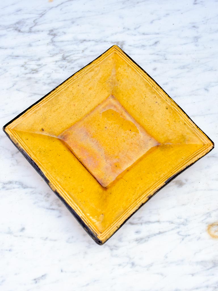 Vintage Dieulefit pate -yellow / orange, square