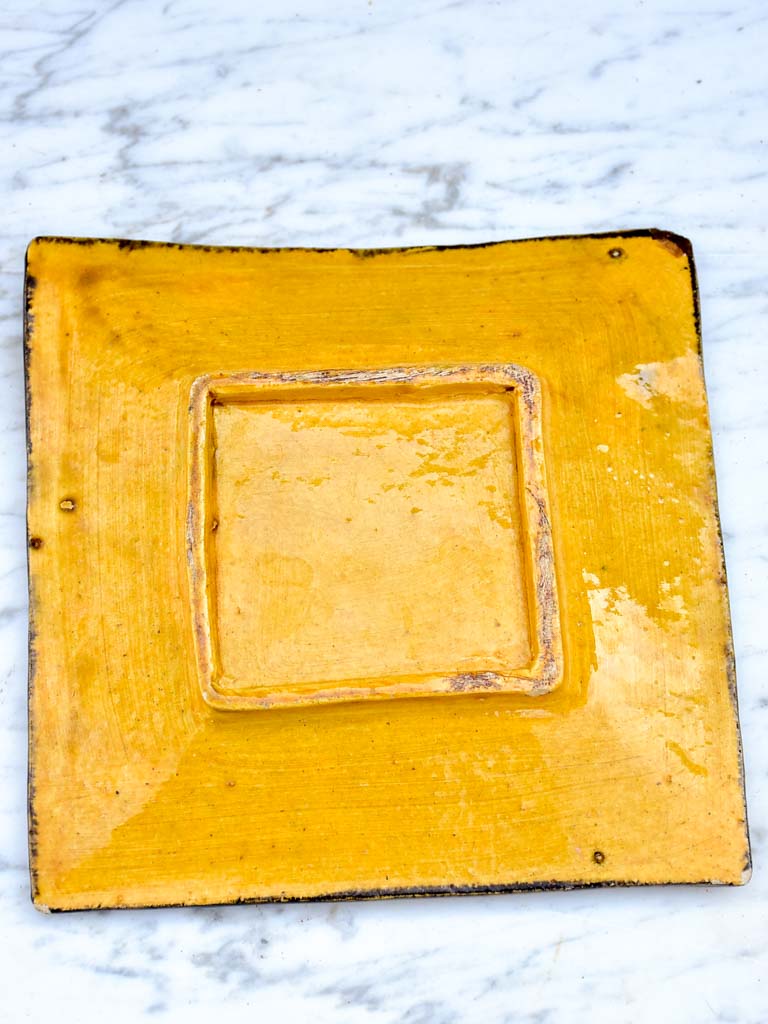 Vintage Dieulefit pate -yellow / orange, square