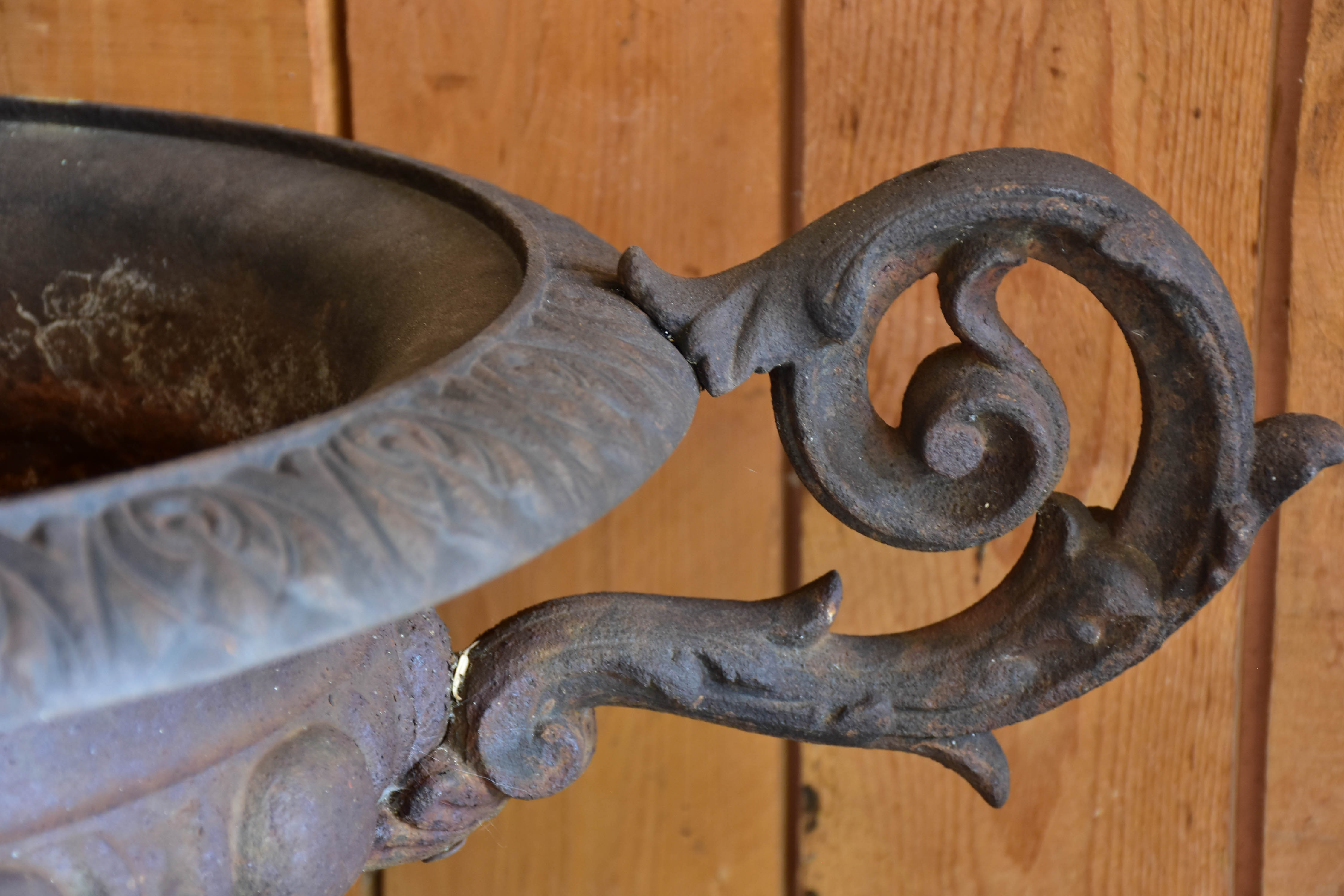 Large cast iron French garden urn – 19th century