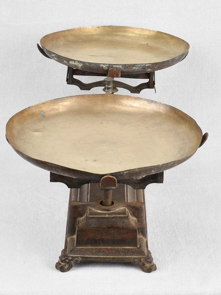 Large French style brass dish scales