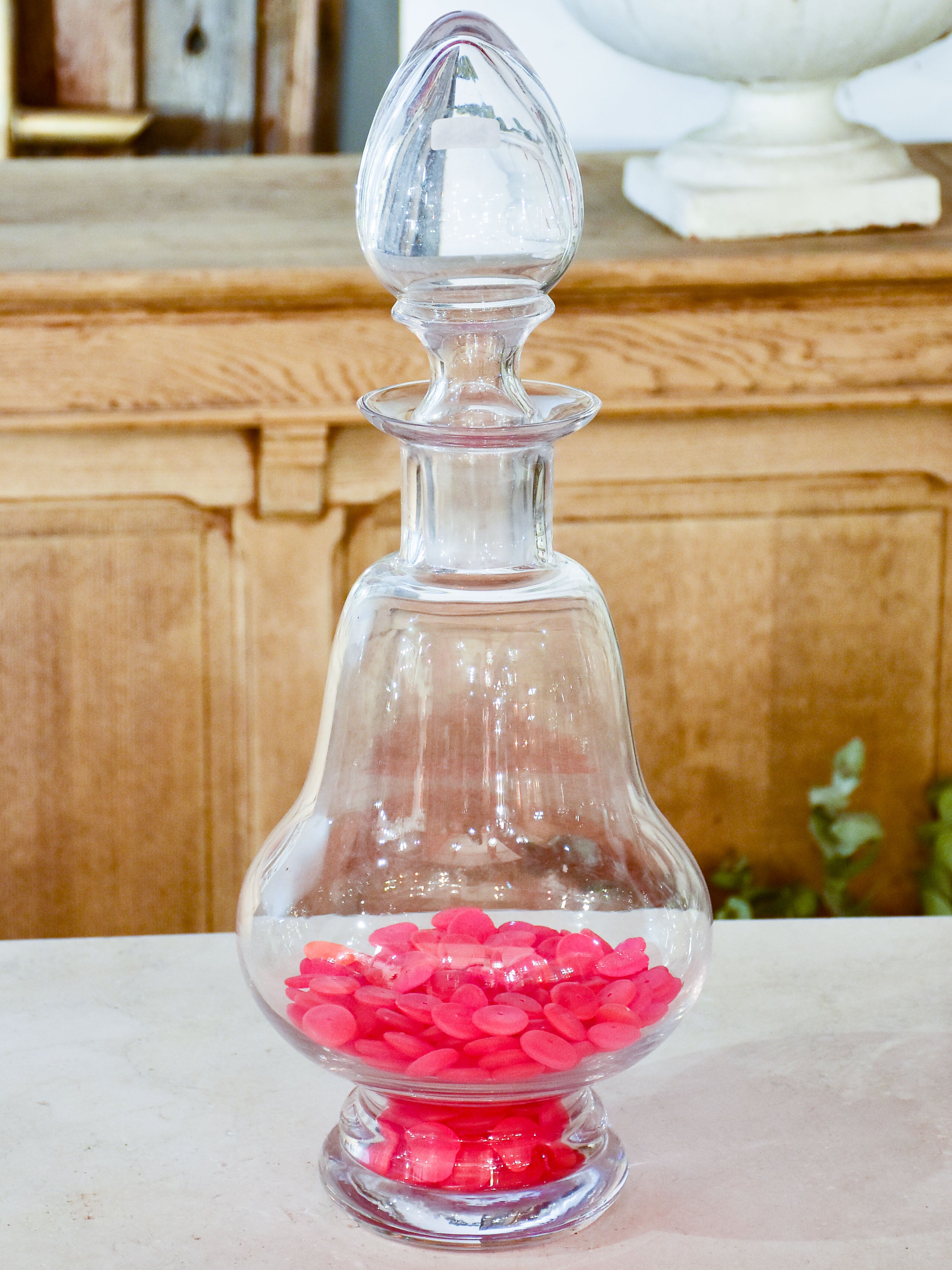 Very large glass apothecary jar - pear shaped with lid