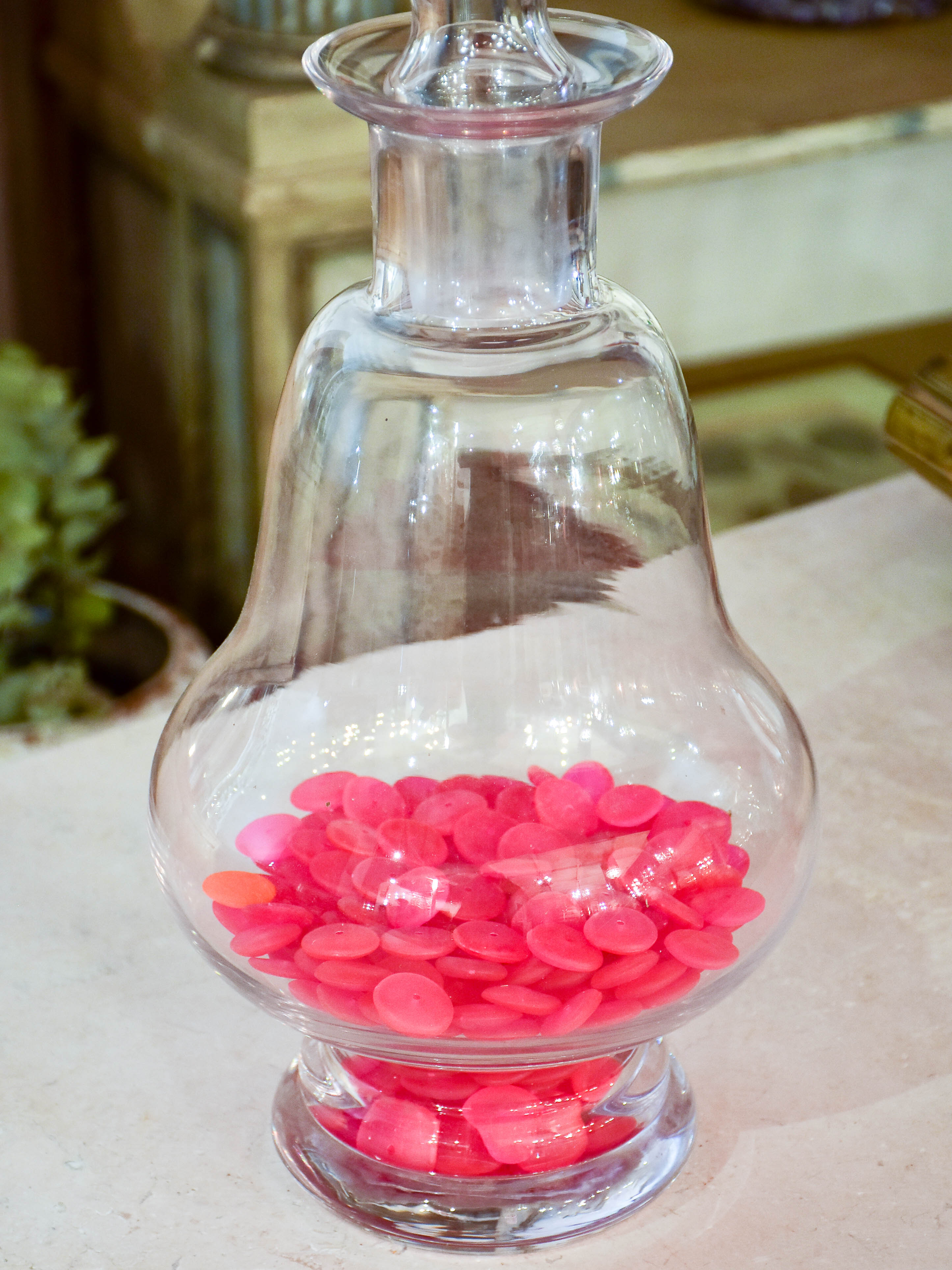 Very large glass apothecary jar - pear shaped with lid