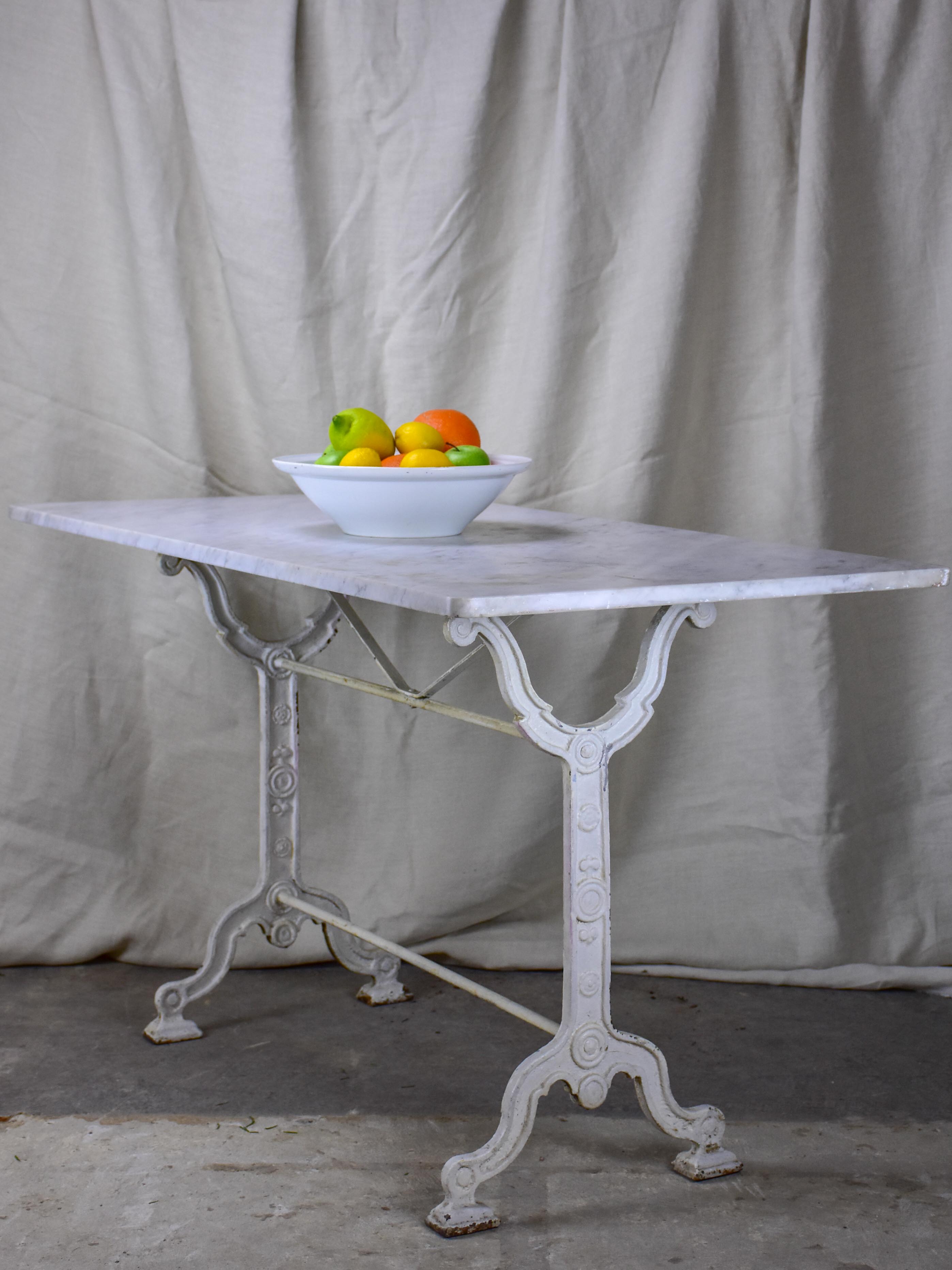 Antique French marble top bistro table - rectangular