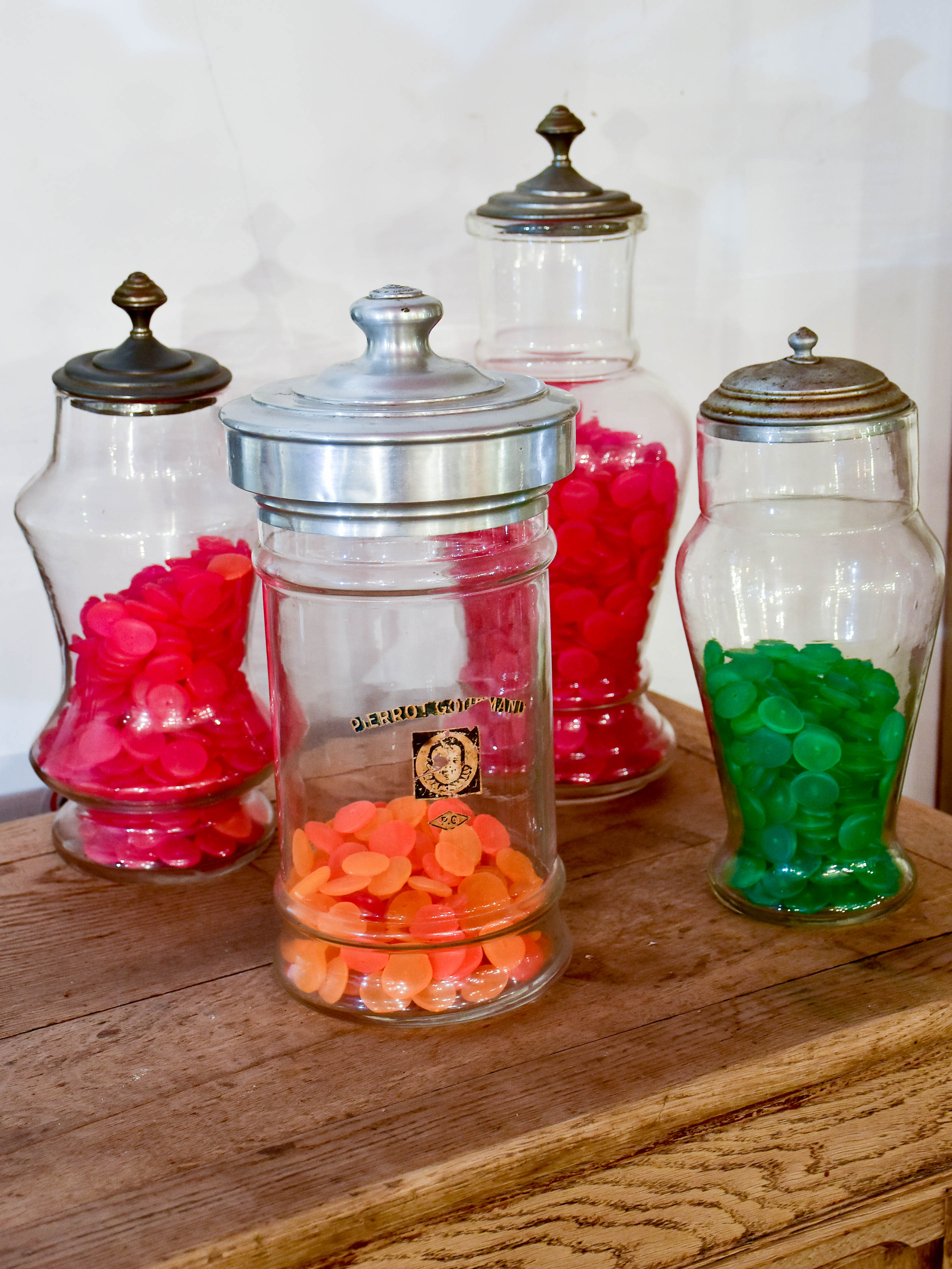 Lot of four antique French lolly jars