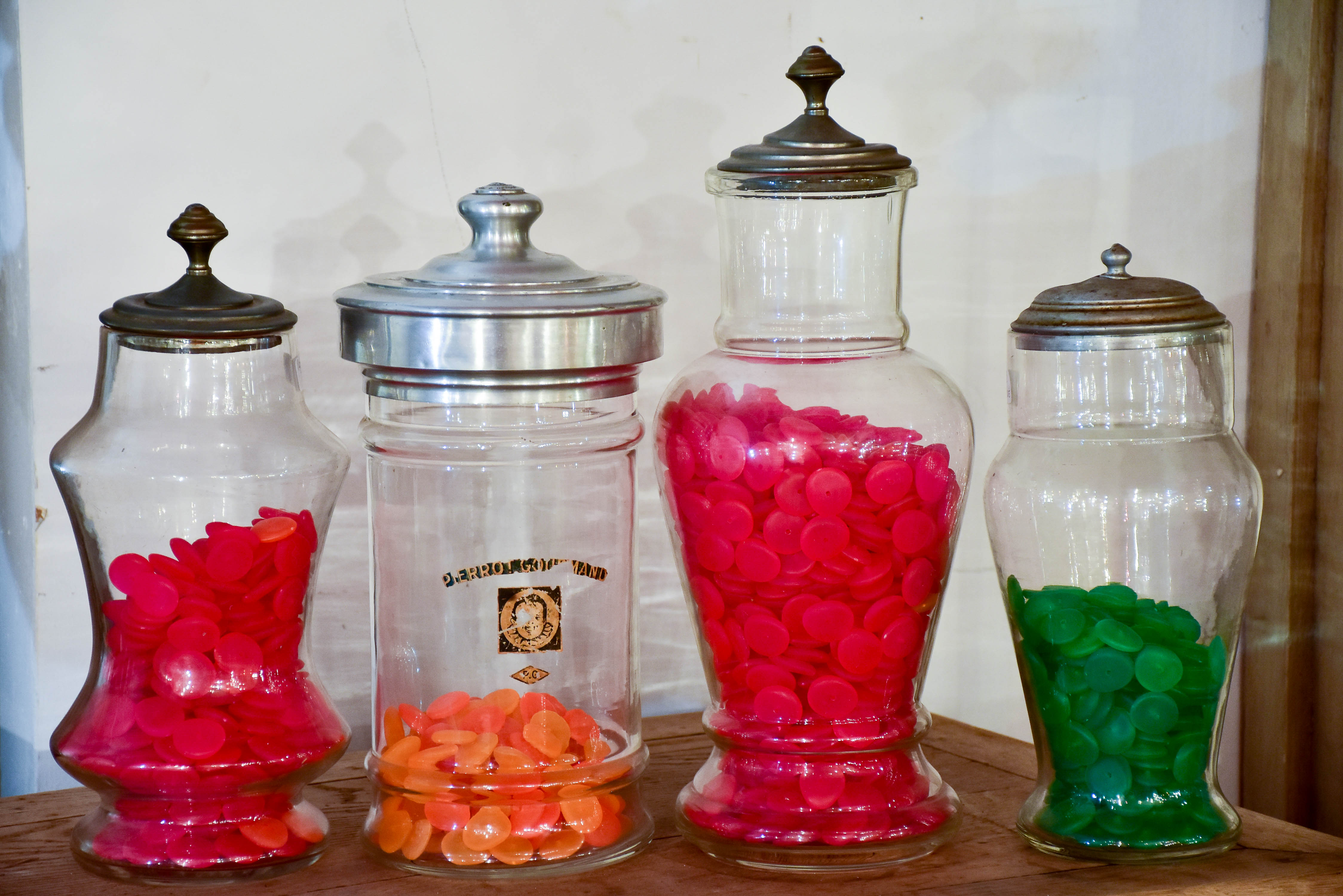 Lot of four antique French lolly jars