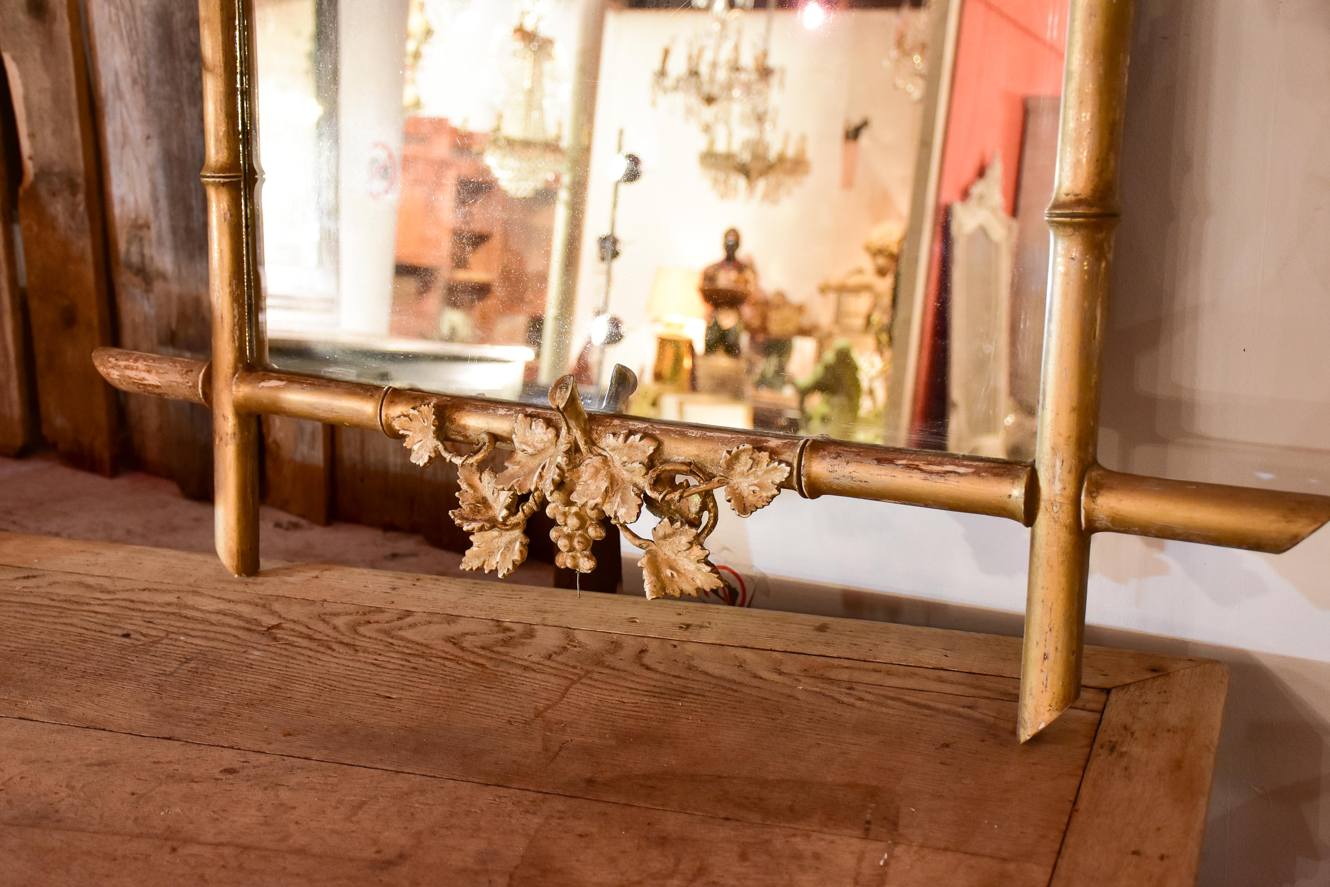 Napoleon III mirror with gilded bamboo style frame