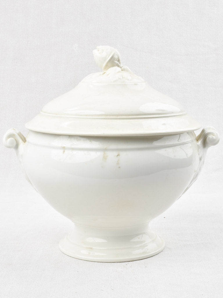 Early 20th century French soup tureen with white glaze 11¾"