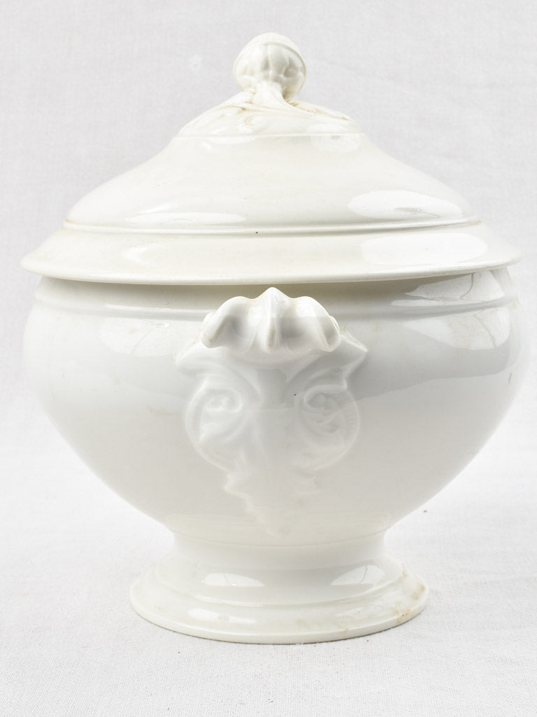 Early 20th century French soup tureen with white glaze 11¾"