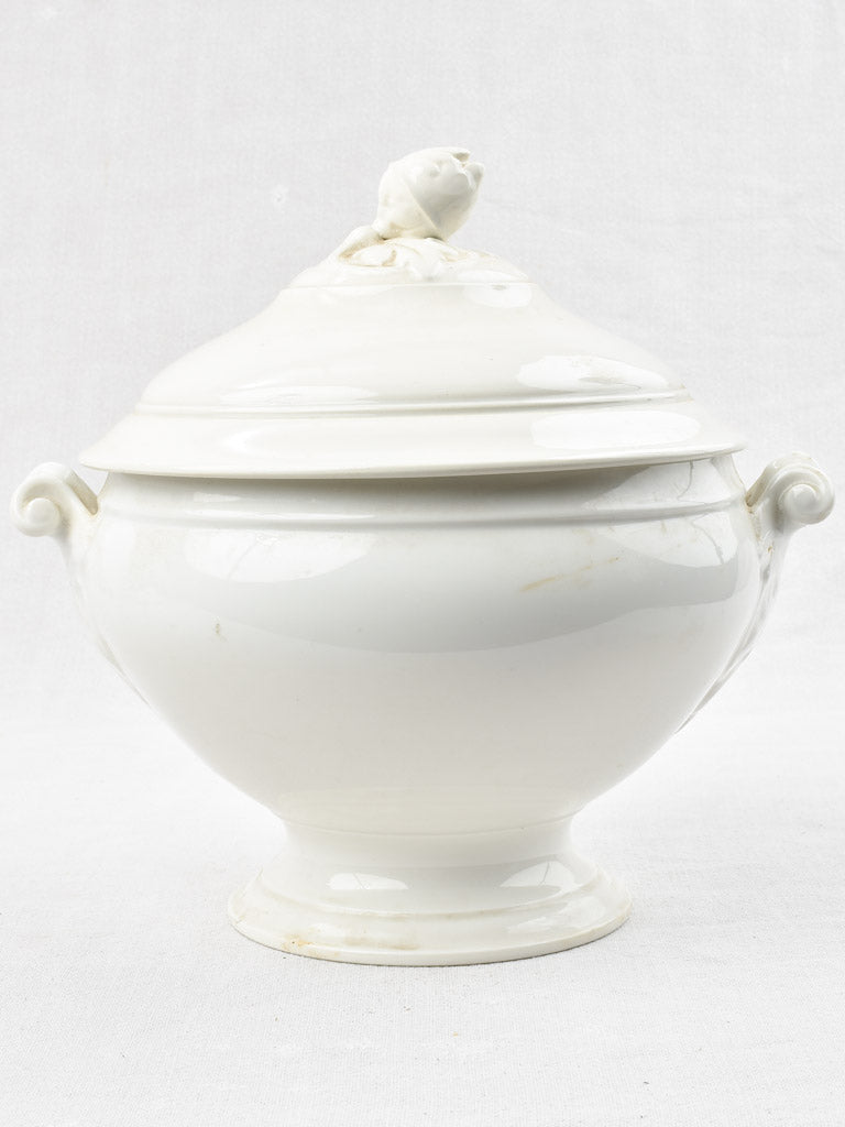 Early 20th century French soup tureen with white glaze 11¾"