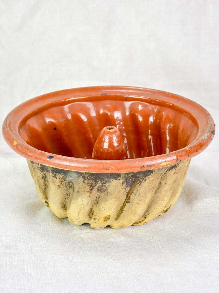 19th Century French terracotta Gugelhupf cake mold from Alsace 11¾"