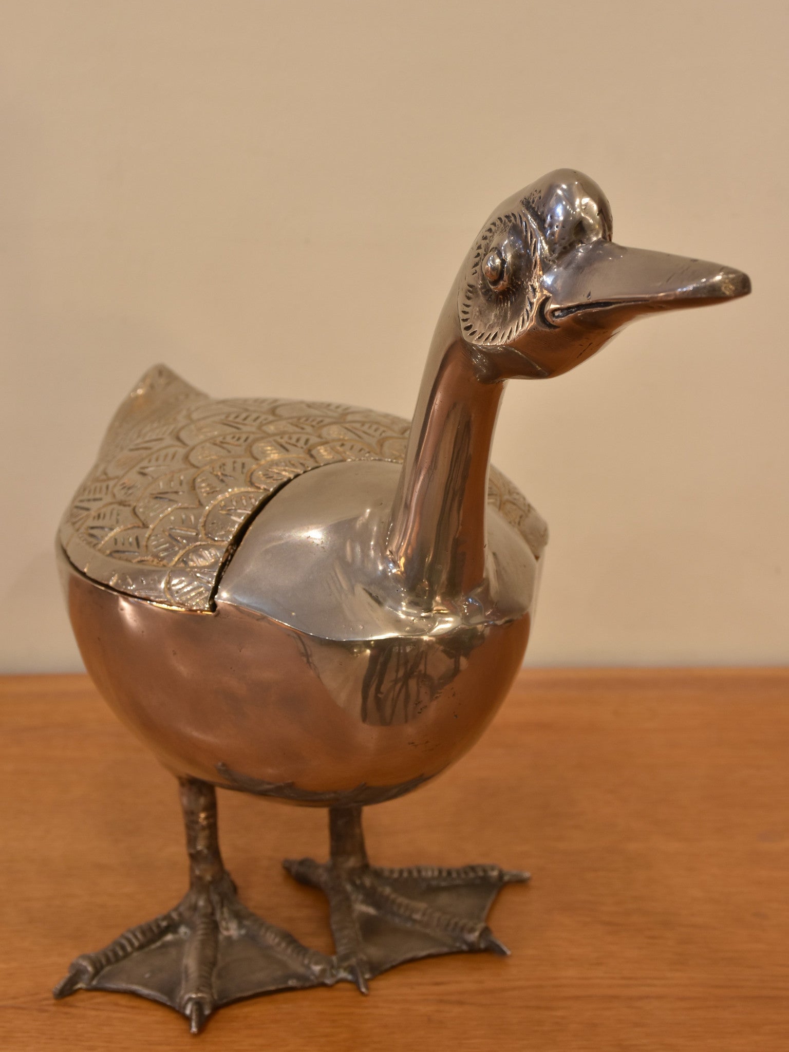 Large bronze duck container - 1970's