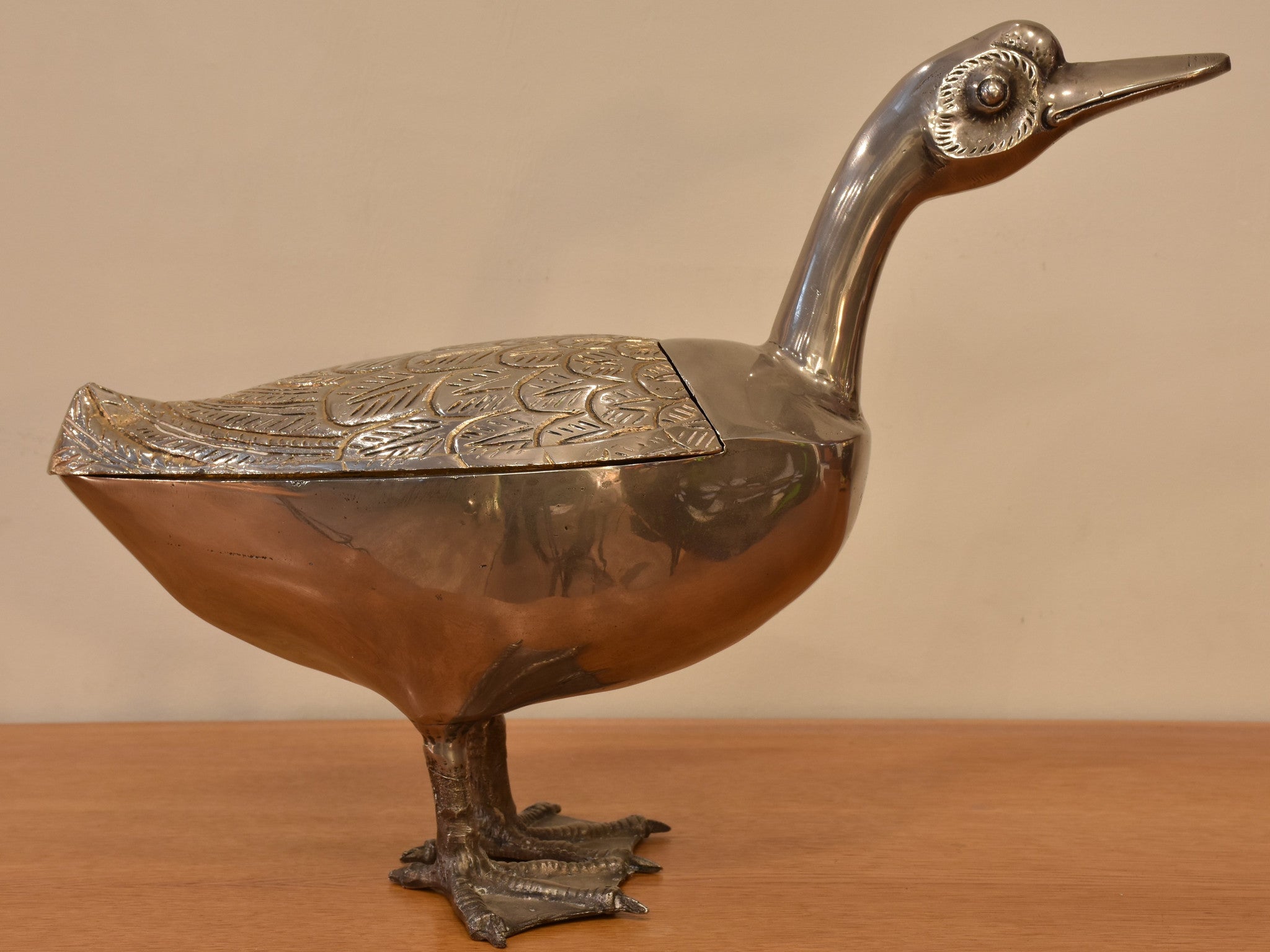 Large bronze duck container – 1970’s