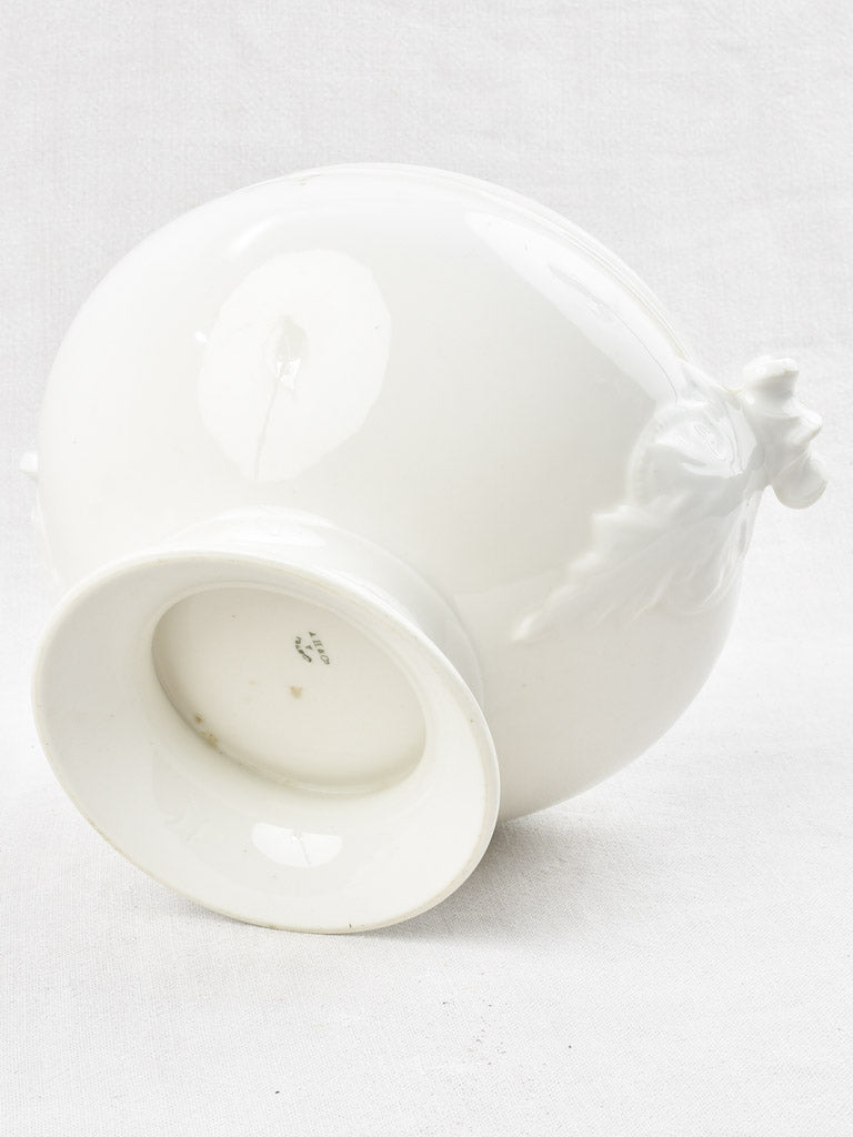 Early 20th century French soup tureen with white glaze 11¾"