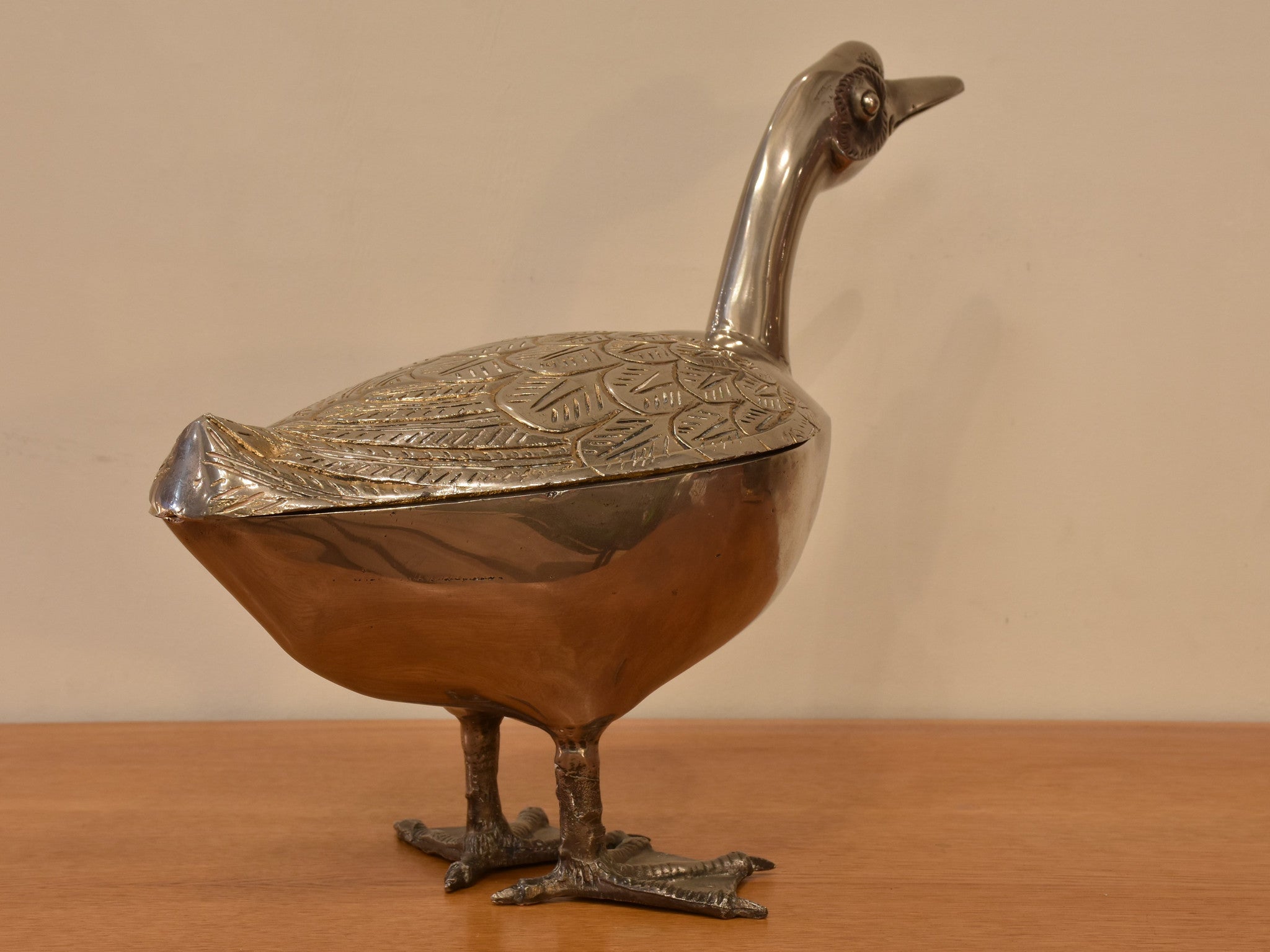 Large bronze duck container – 1970’s