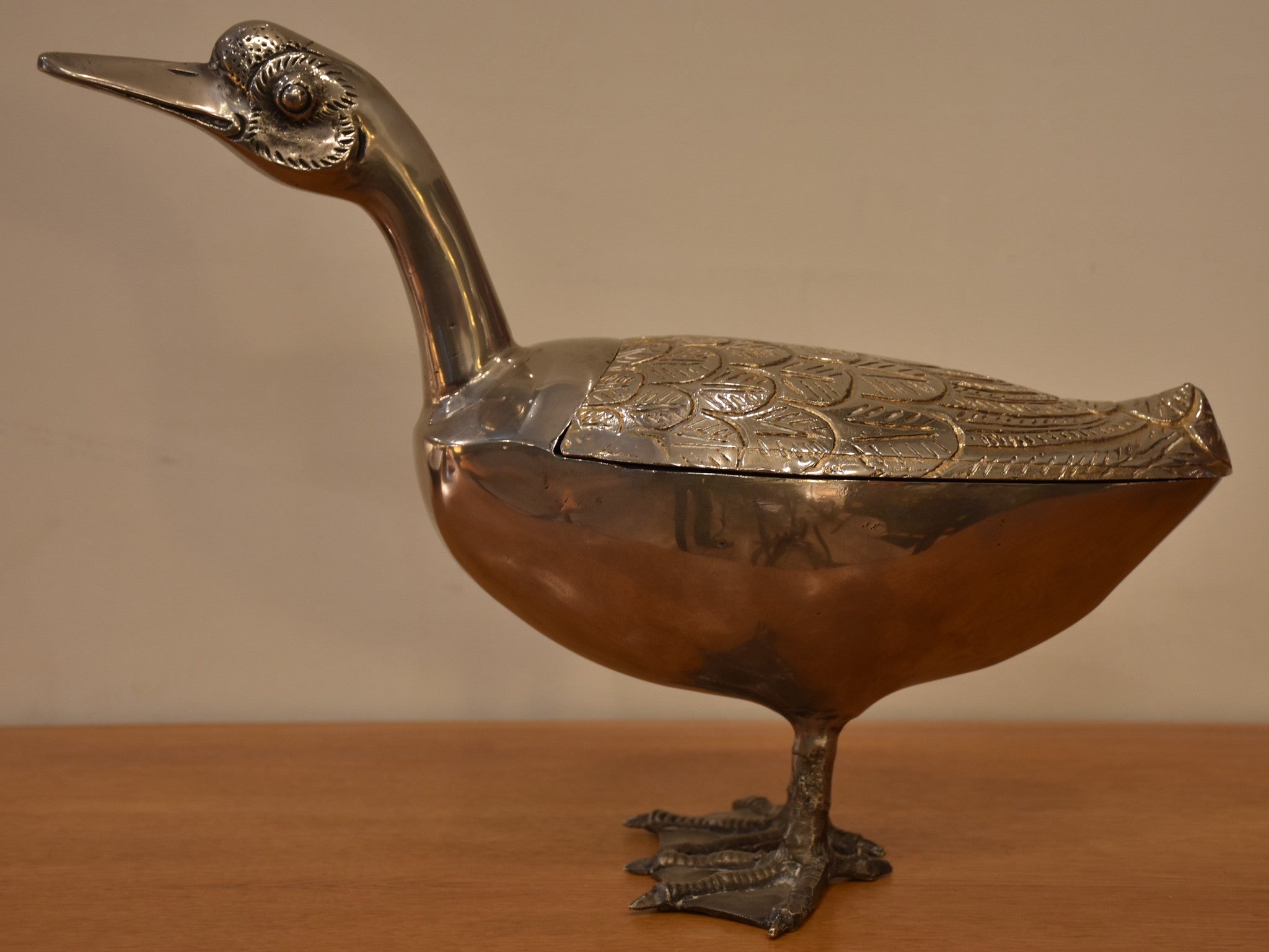 Large bronze duck container – 1970’s