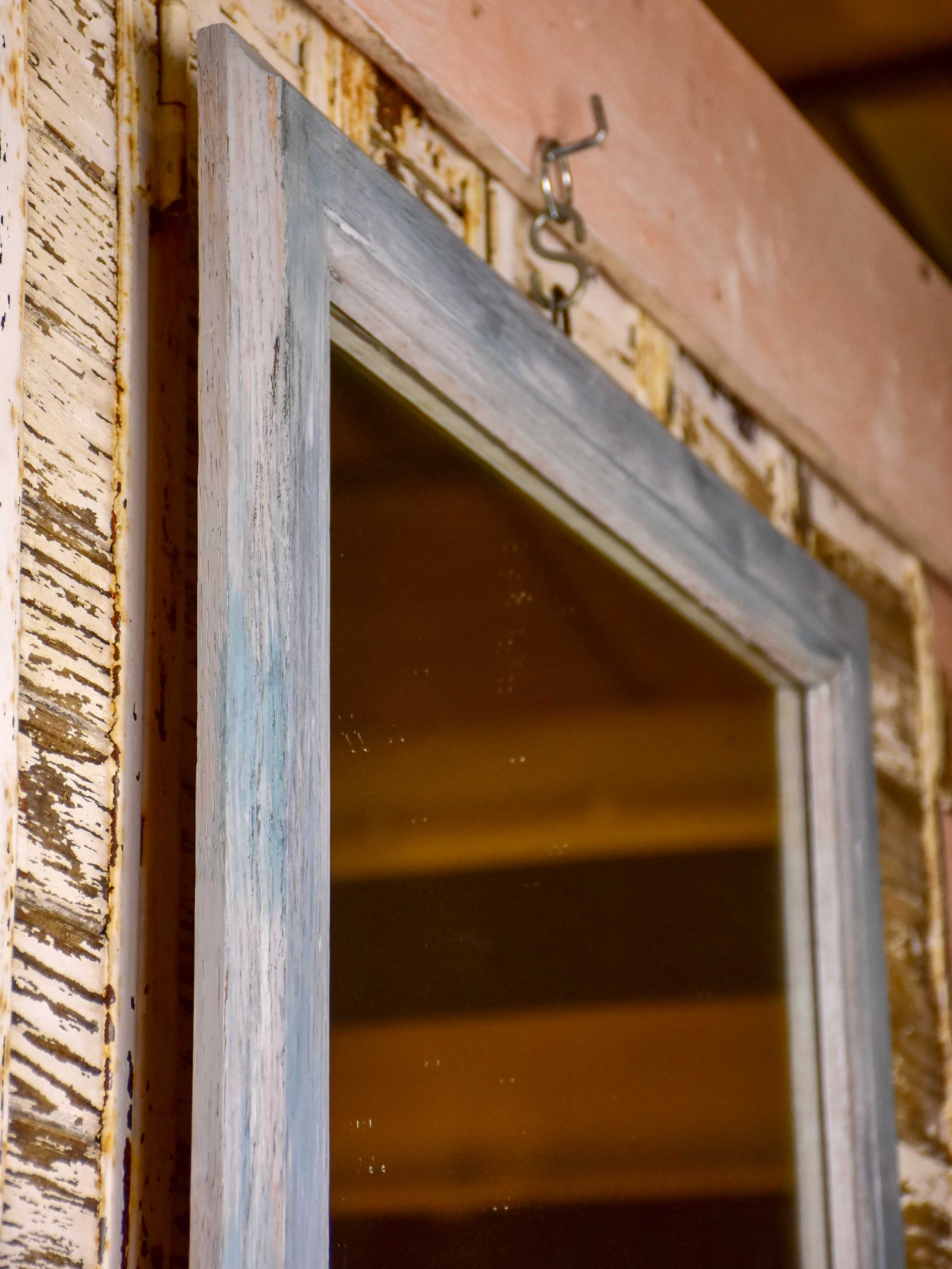 Antique French mirror with painted oak frame 28 ¼'' x 41 ¼''