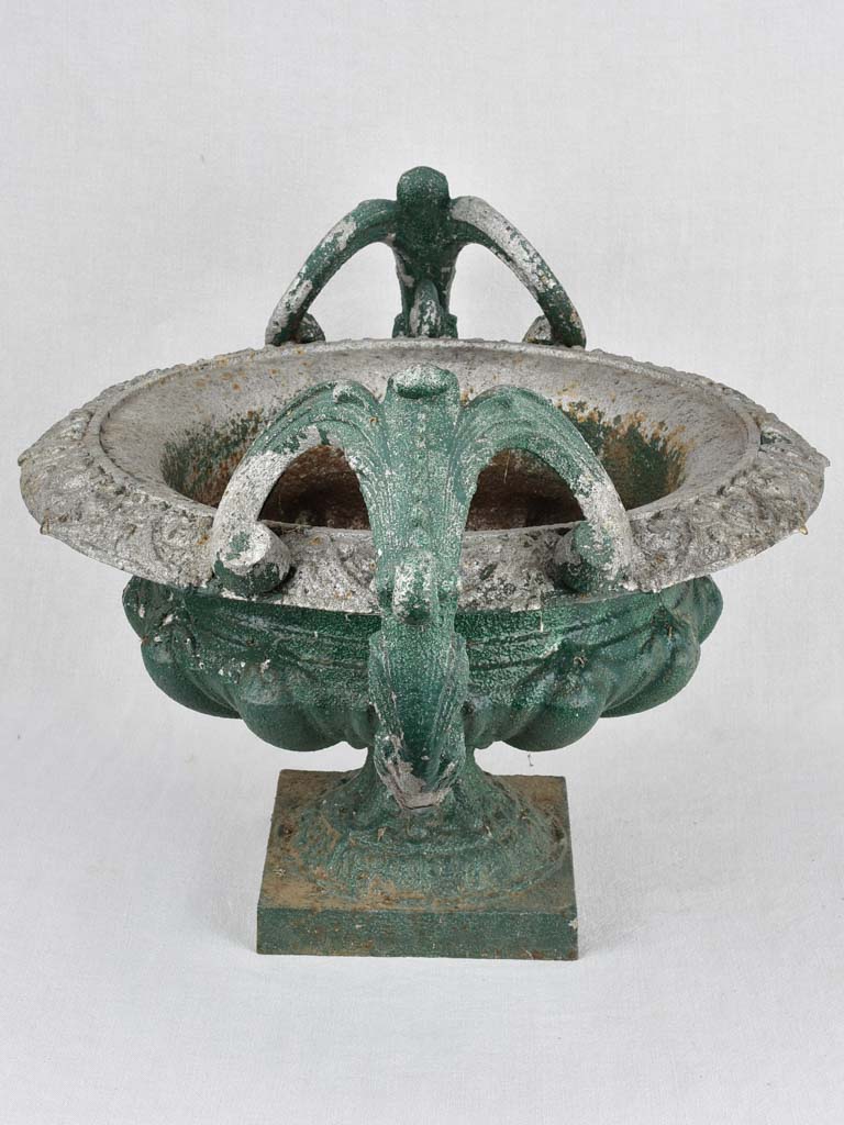 Medici urn, 19th-century, green w/ arched handles